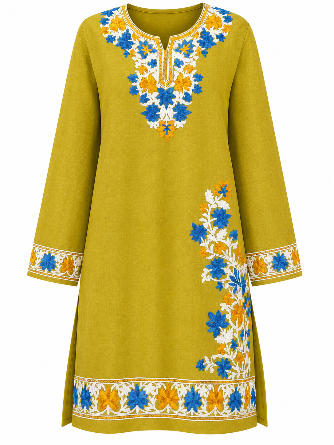 Kashmir Aari cotton Co-Ord Set | Light Moss Green